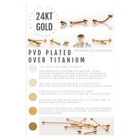 24KT Gold PVD Titanium Internally Threaded Curved Barbell