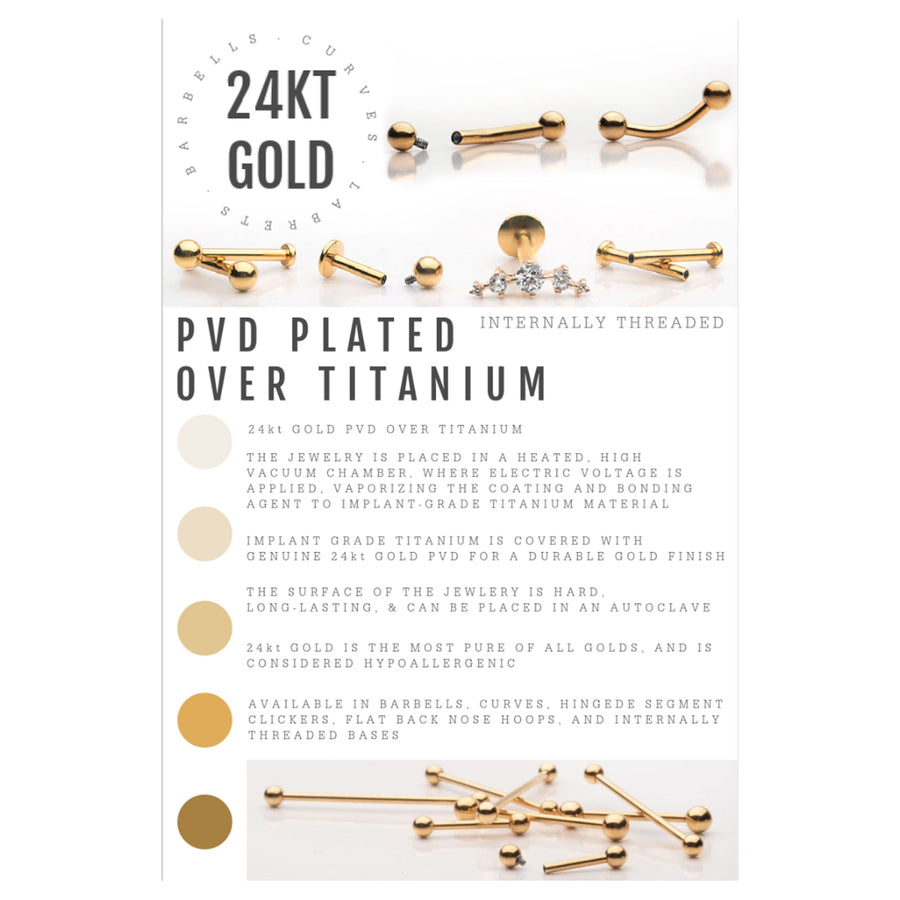 24KT Gold PVD Titanium Ball End Nose Pin