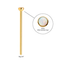 24Kt Gold PVD Titanium Bezel Set  Synthetic Opal Nose Pin