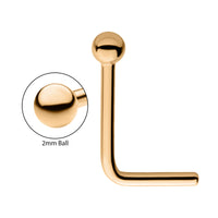 24KT Gold PVD Titanium Ball L-Shape Nose Pin