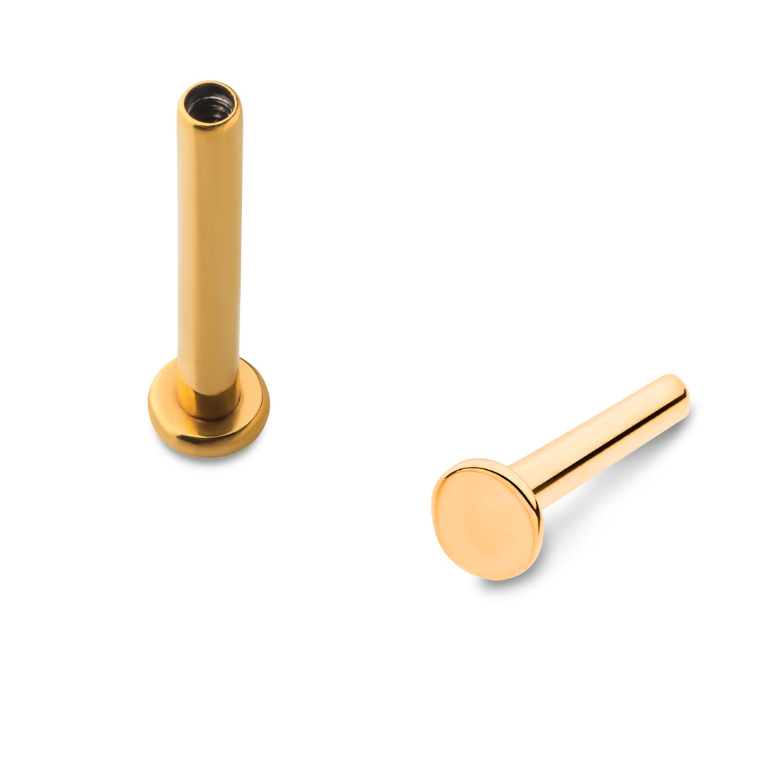 24K Gold PVD Titanium Internally Threaded Micro Labret Pin with 2.5mm Base