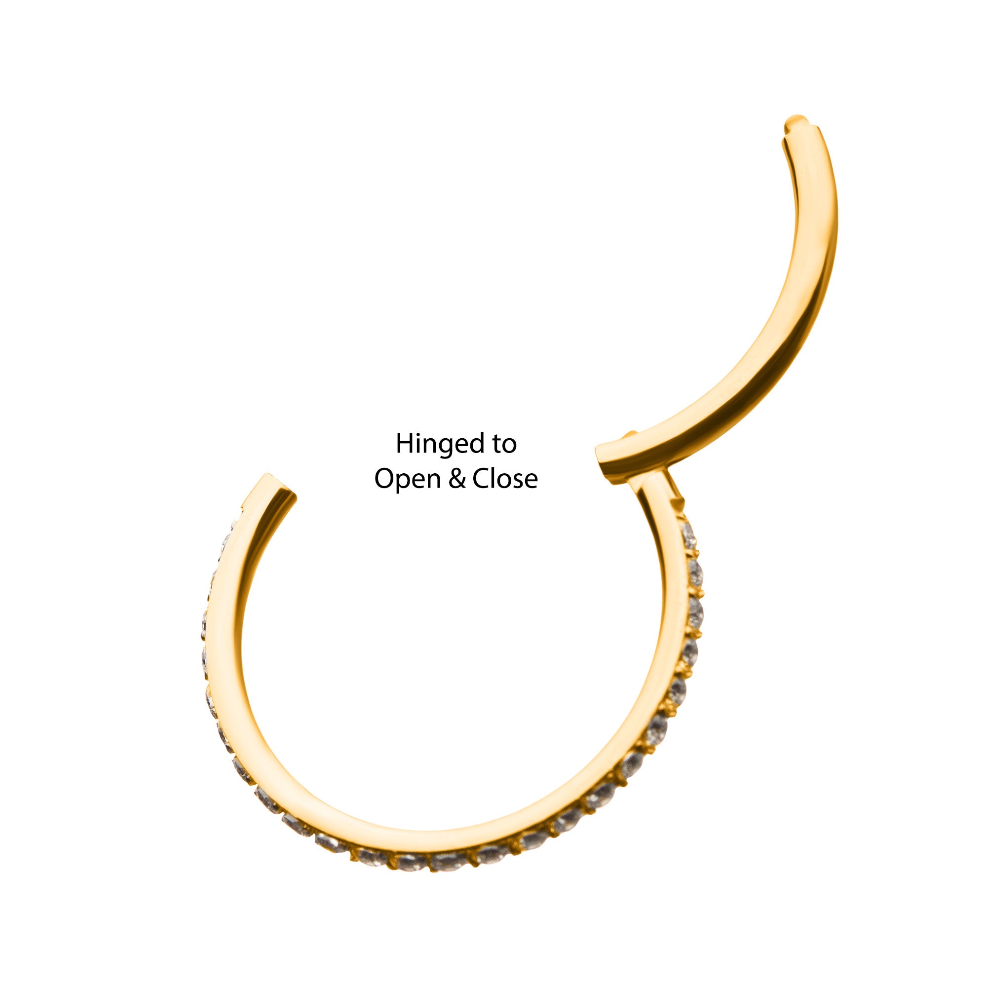 24kt Gold PVD Titanium Clear CZ Eternity Side Facing Hinged Segment Clicker