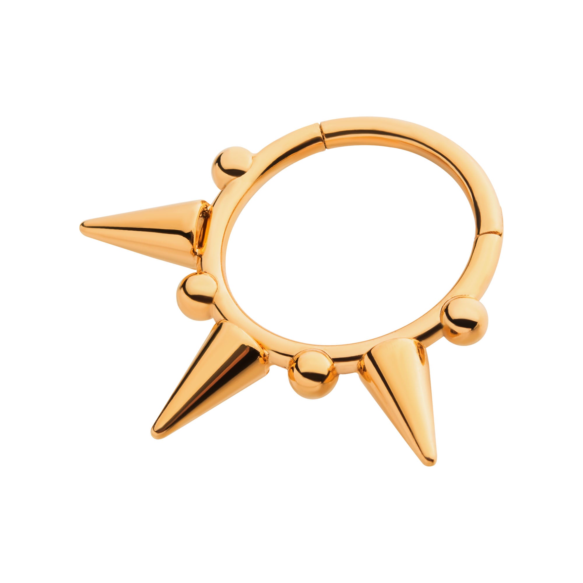 24Kt Gold PVD Titanium Spike Front Facing Hinged Segment Clicker
