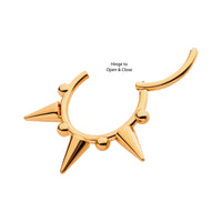 24Kt Gold PVD Titanium Spike Front Facing Hinged Segment Clicker