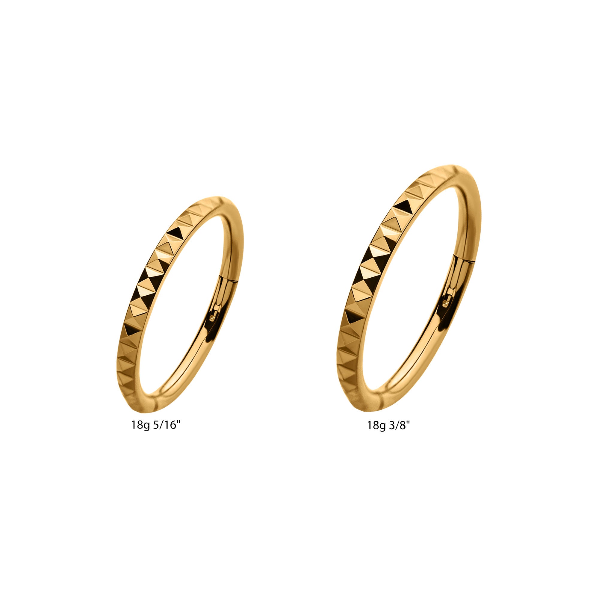 24Kt Gold PVD Titanium Pyramid Side Facing Hinged Segment Clicker