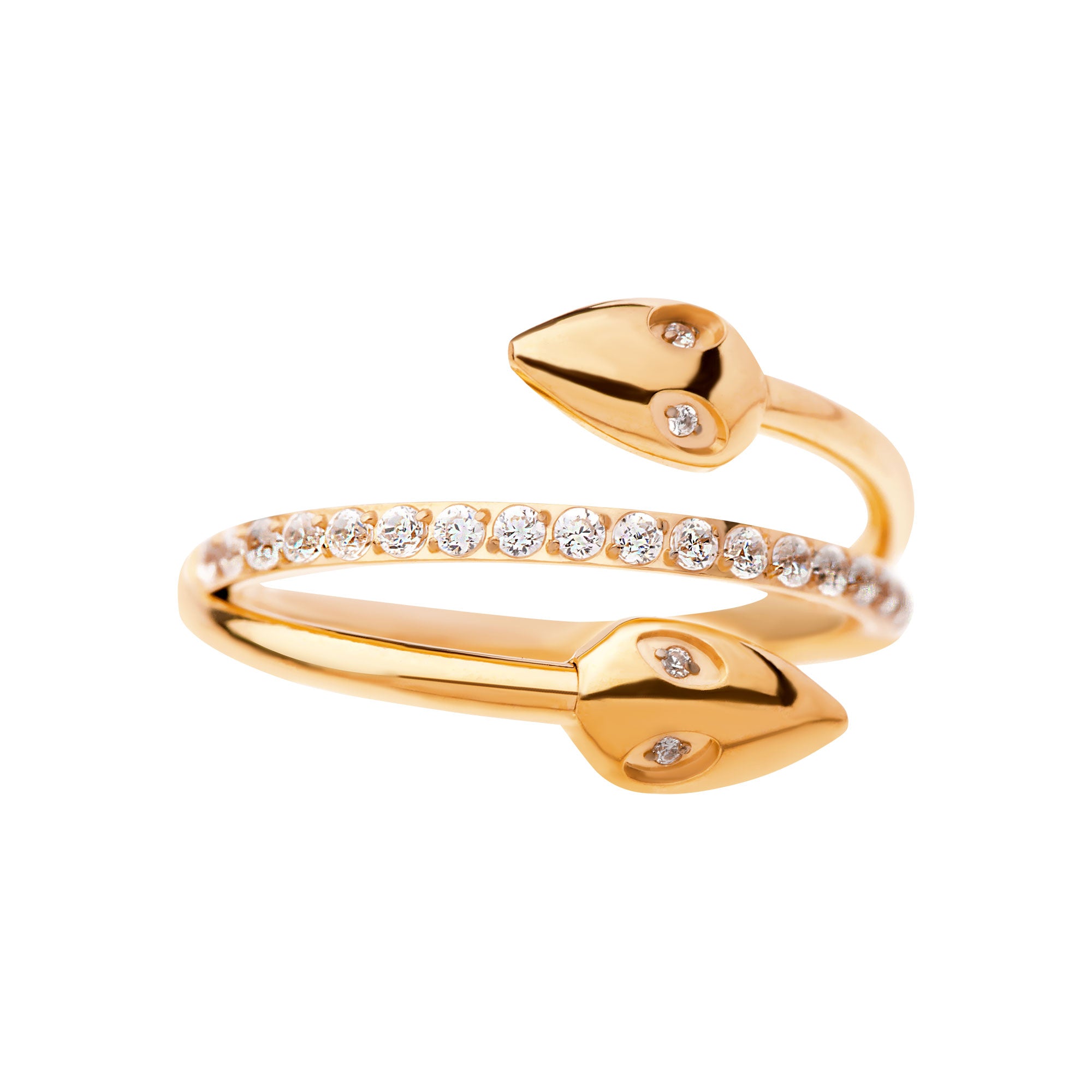 24Kt Gold PVD Titanium Twist Clear CZ Snake Head Side Facing Hinged Segment Clicker