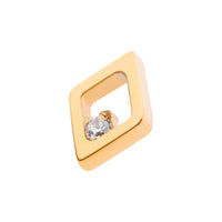 24Kt Gold PVD Titanium Internally Threaded Diamond Shape with Clear CZ Top