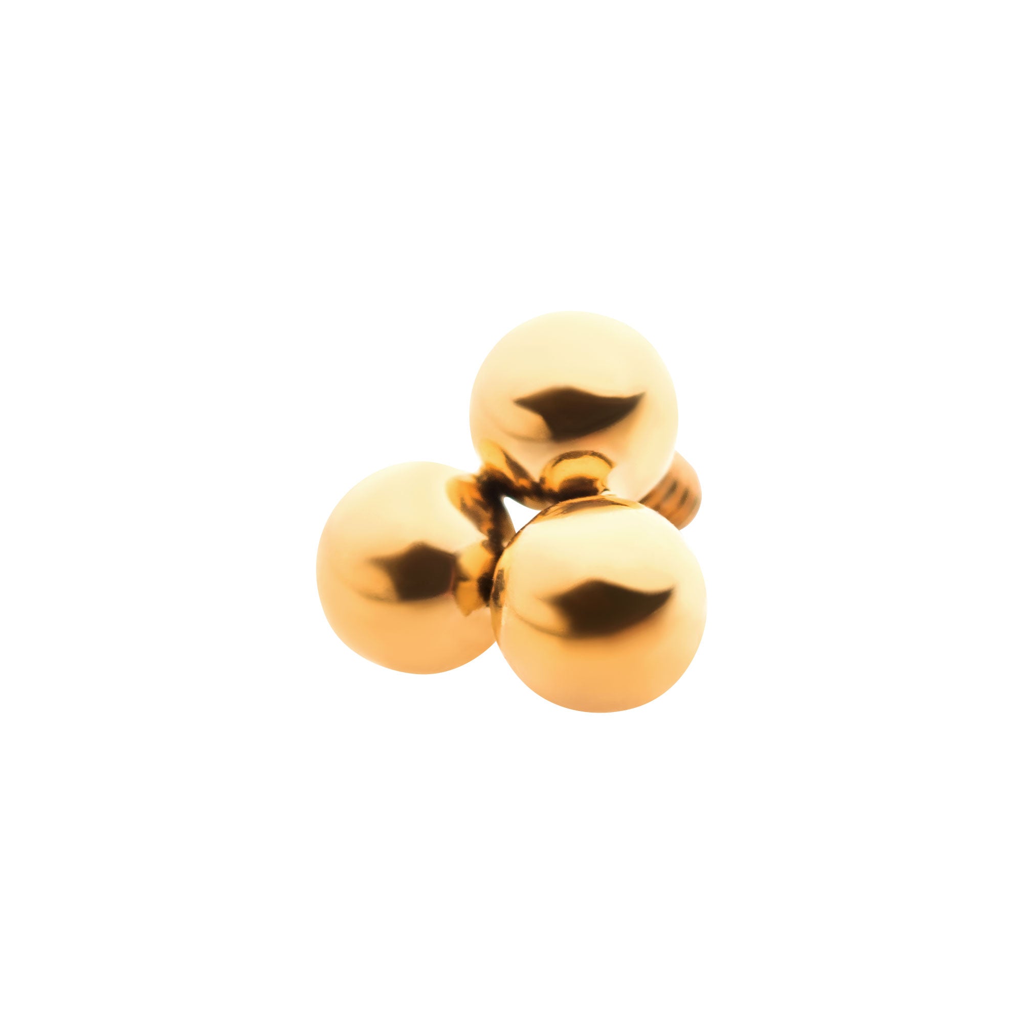 24KT Gold PVD Titanium Internally Threaded with Trinity Ball Top