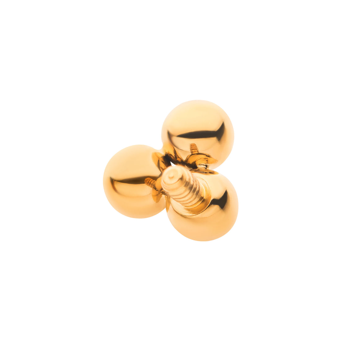 24KT Gold PVD Titanium Internally Threaded with Trinity Ball Top
