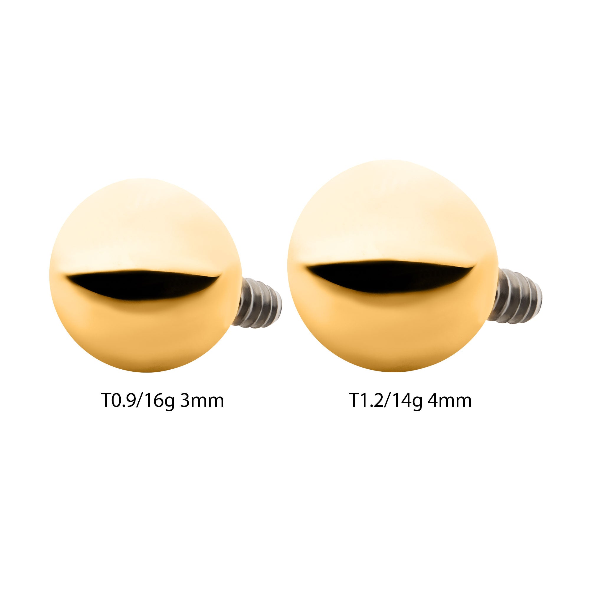 24KT Gold PVD Titanium Internally Threaded with Ball Top