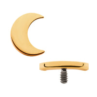 24KT Gold PVD Titanium Internally Threaded with Crescent Moon Top