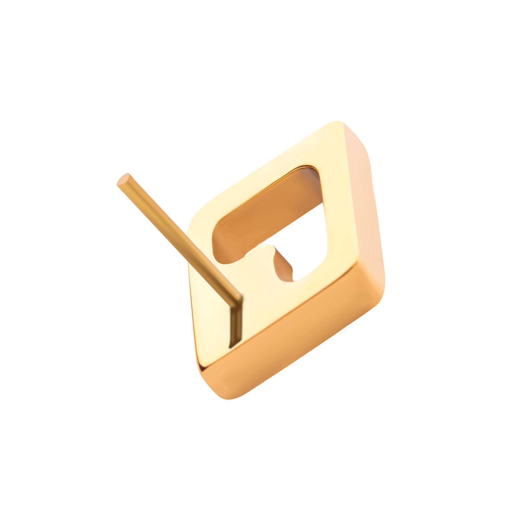 24kt Gold PVD Titanium Threadless Diamond Shape Clear CZ Top