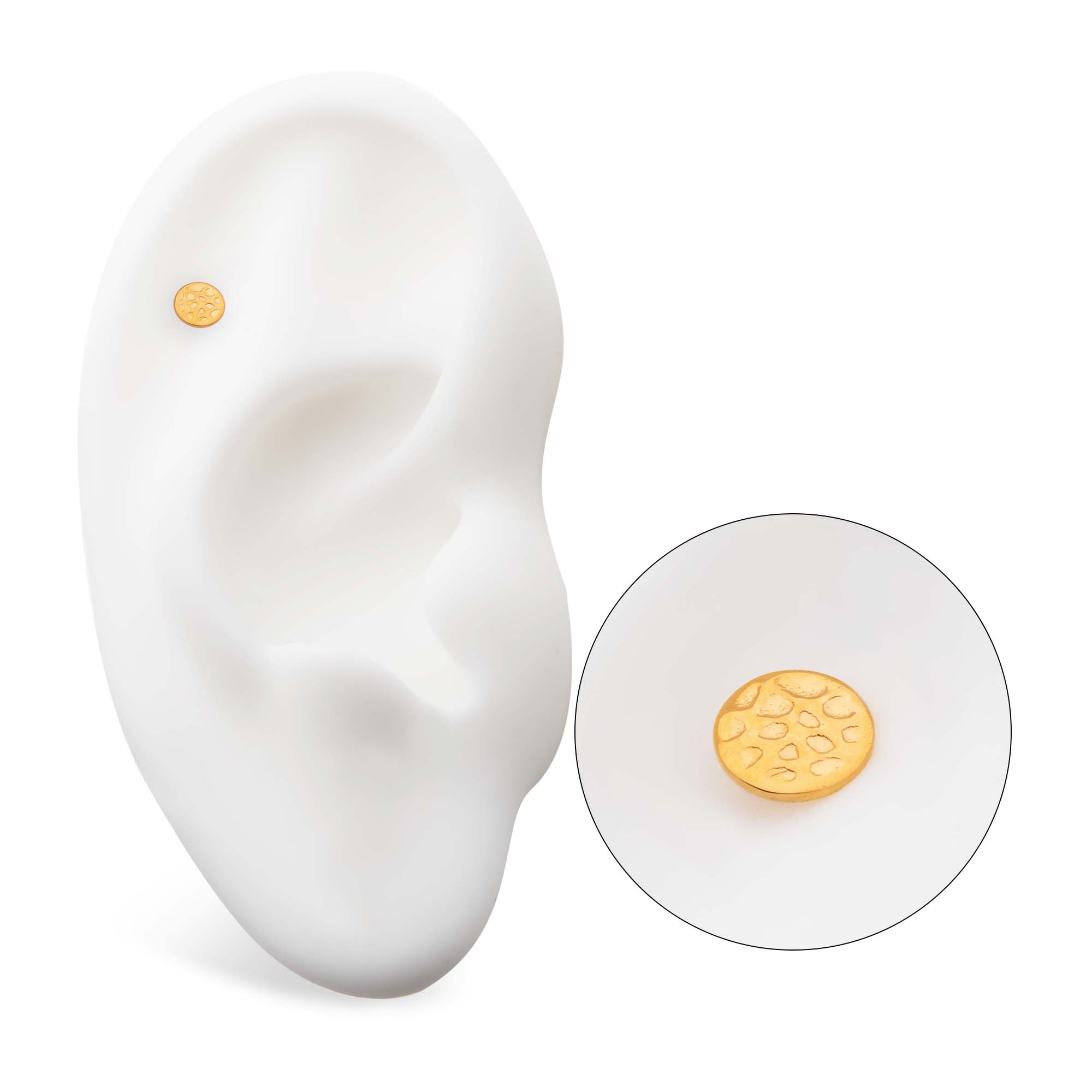 24Kt Gold PVD Titanium Threadless Hammered Disk Top