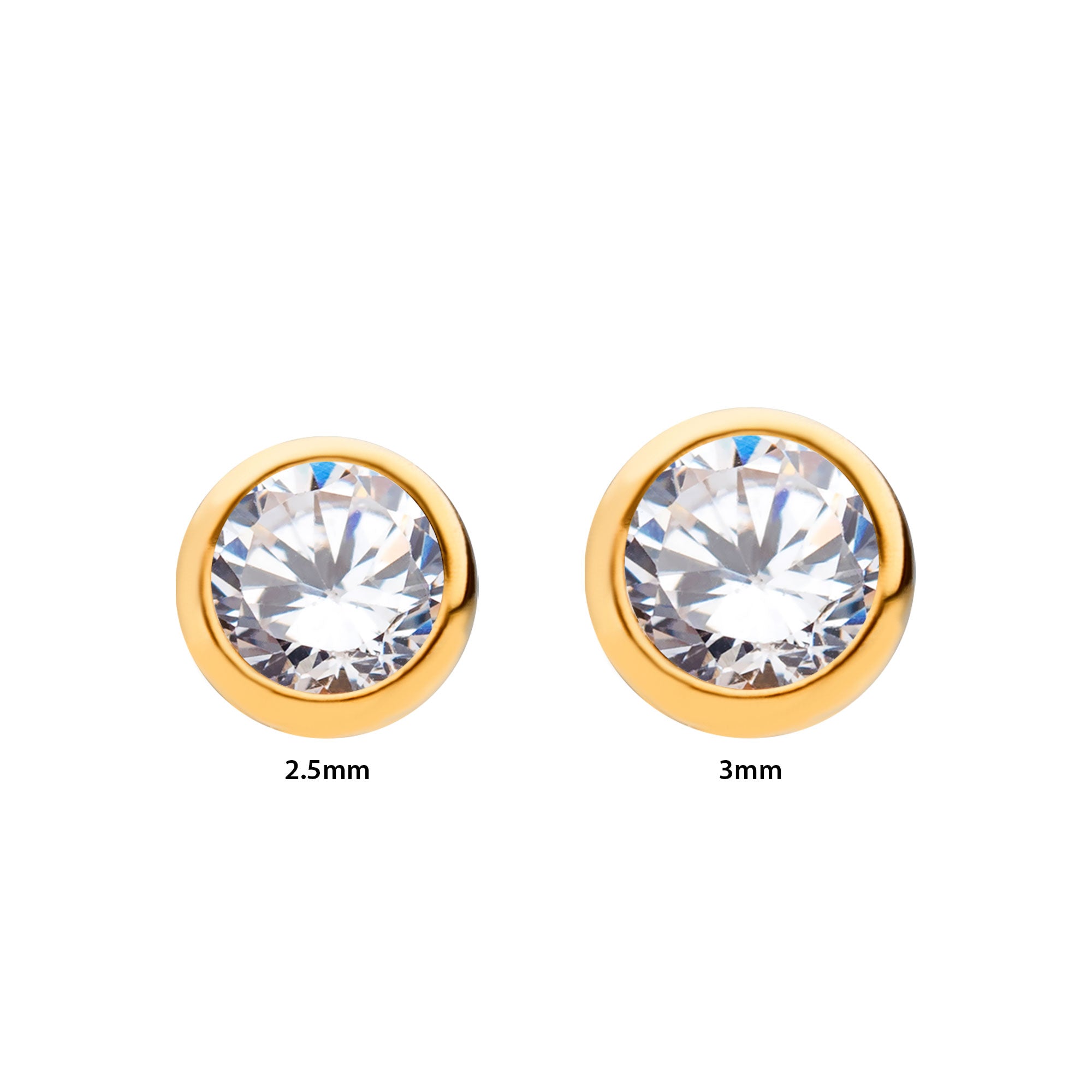 24kt Gold PVD Titanium Threadless Swarovski CZ Front Facing Top