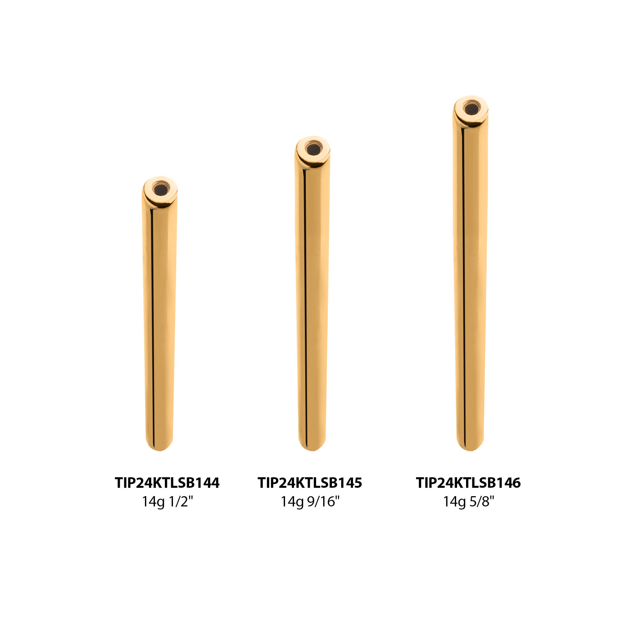 24KT Gold PVD Titanium Threadless Barbell Bar