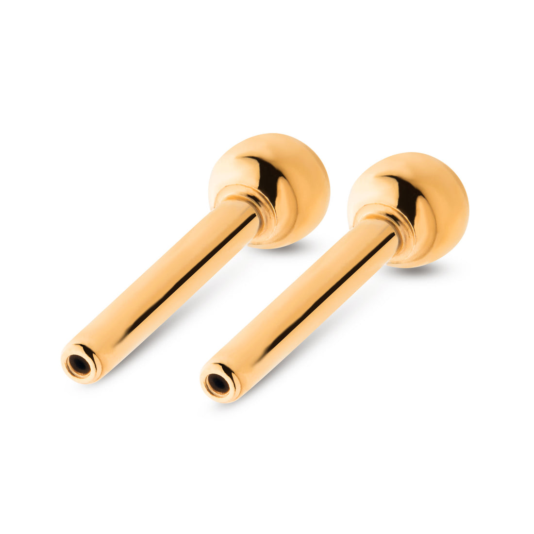 24KT Gold PVD Titanium Threadless Barbell with Single Attached Ball