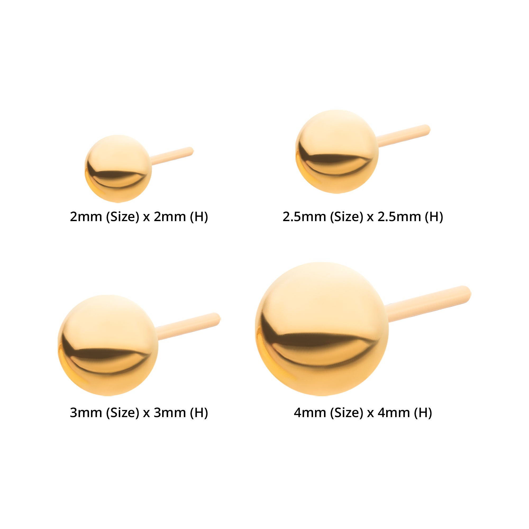 24kt Gold PVD Titanium Threadless Ball Top