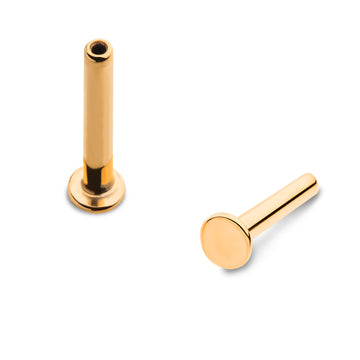 24KT Gold PVD Titanium Threadless Labret with 2.5mm Base