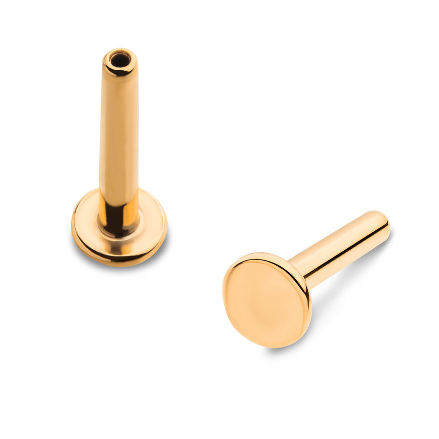 24KT Gold PVD Titanium Threadless Labret with 3mm Base
