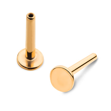 24KT Gold PVD Titanium Threadless Labret with 4mm Base