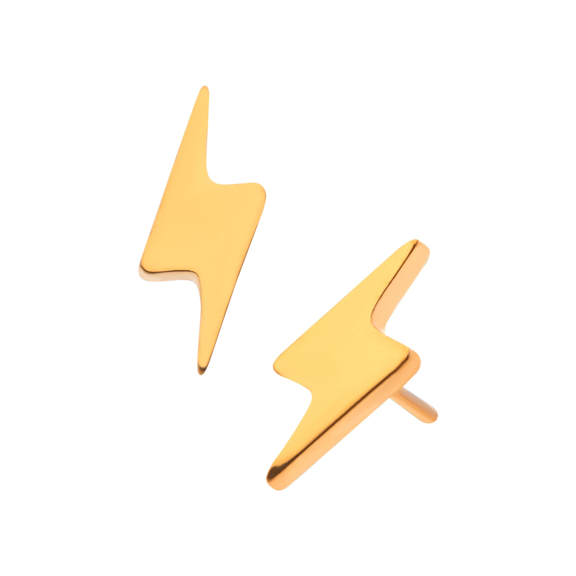 24kt Gold PVD Titanium Threadless Short Lightning Bolt Top