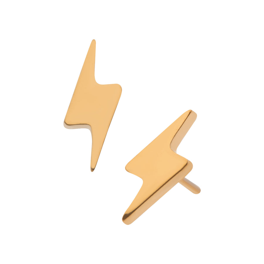 24kt Gold PVD Titanium Threadless Short Lightning Bolt Top