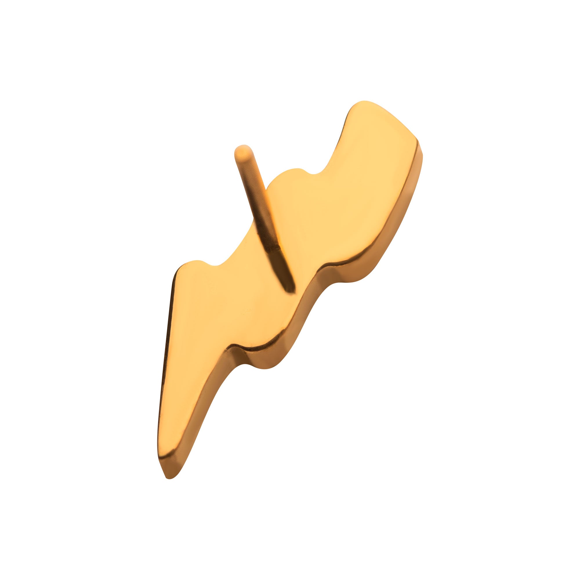 24kt Gold PVD Titanium Threadless Tall Lightning Bolt Top