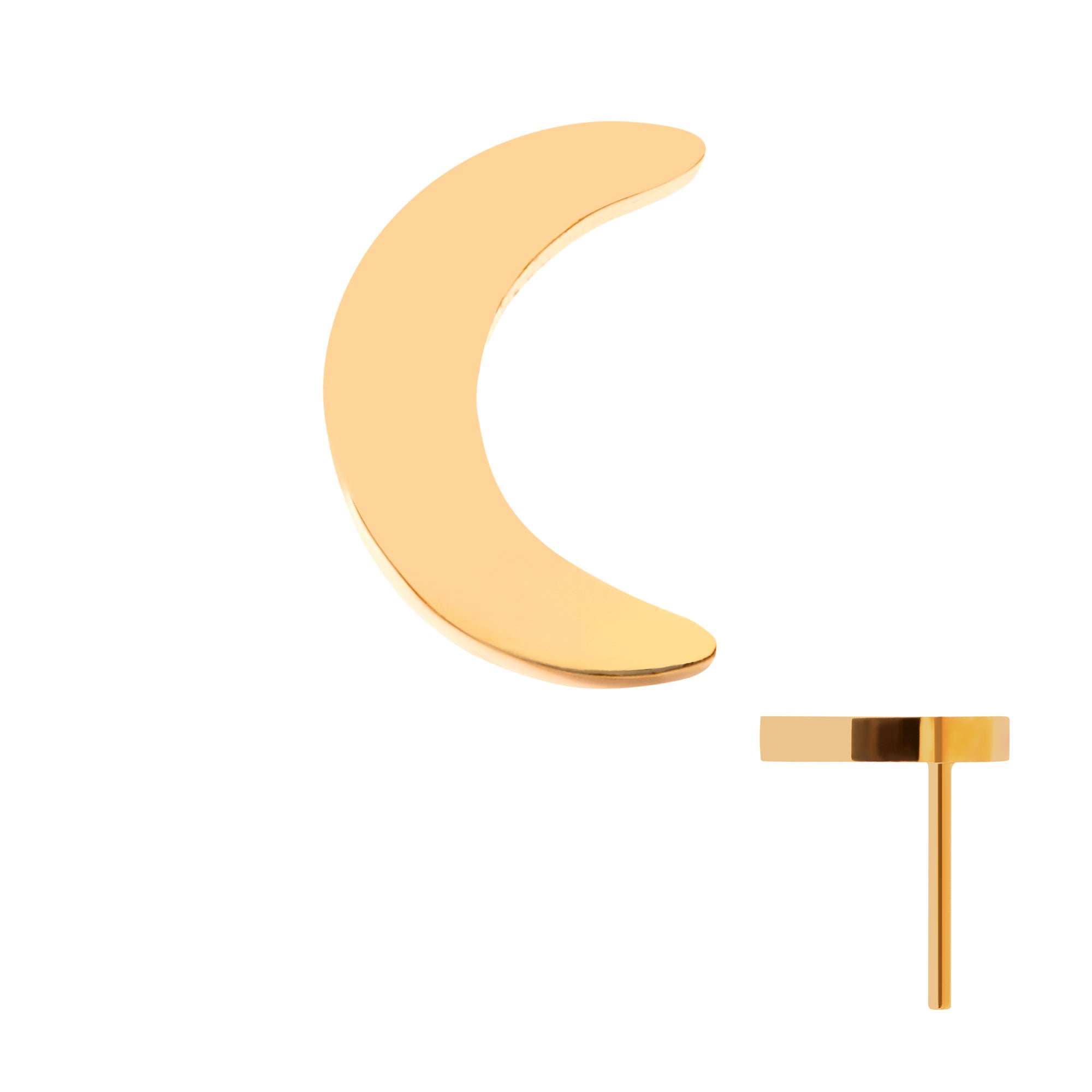 24Kt Gold PVD Titanium Threadless Crescent Moon Top