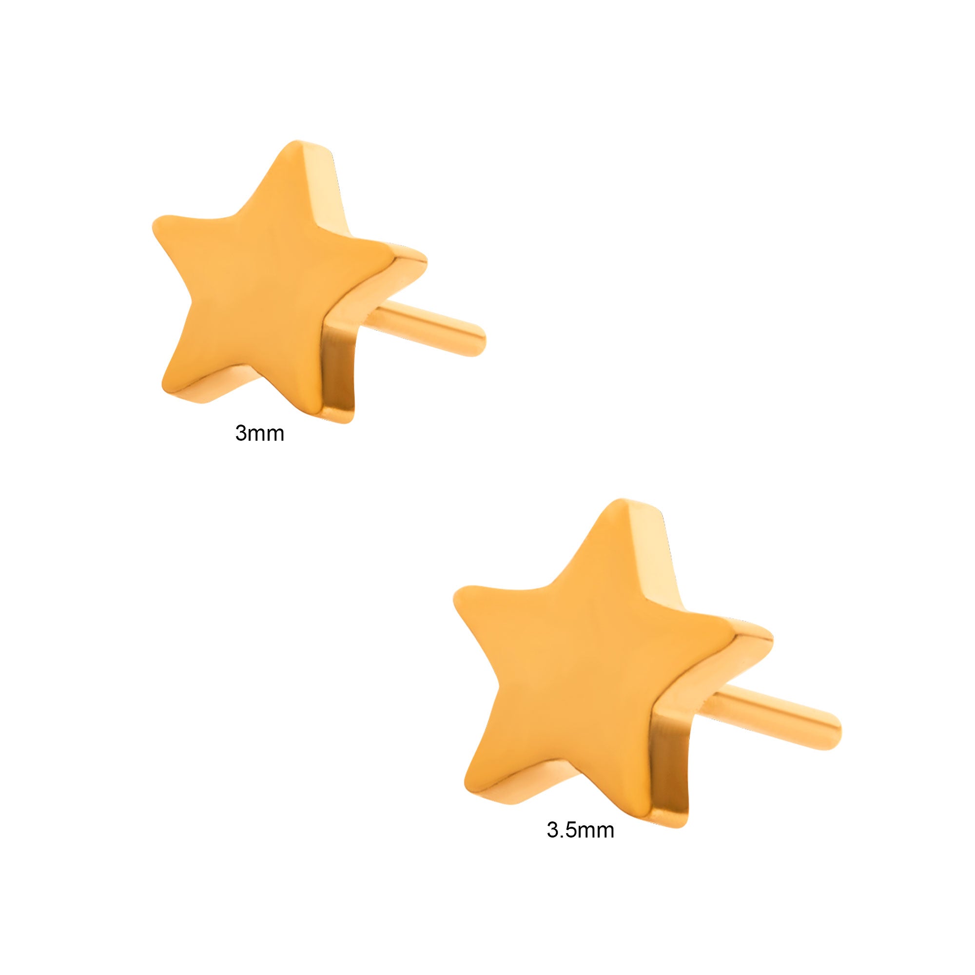 24kt Gold PVD Titanium Threadless Star Top