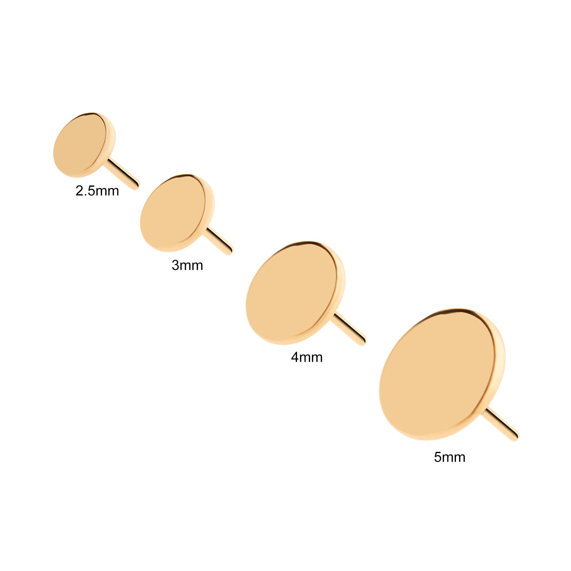 24kt Gold PVD Titanium Threadless Flat Disc Top