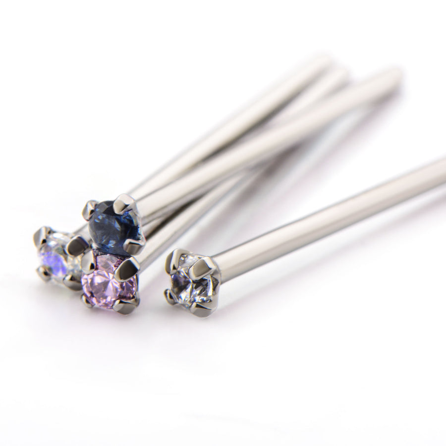 Titanium Nose Pin with 4-Prong Set Opal Top