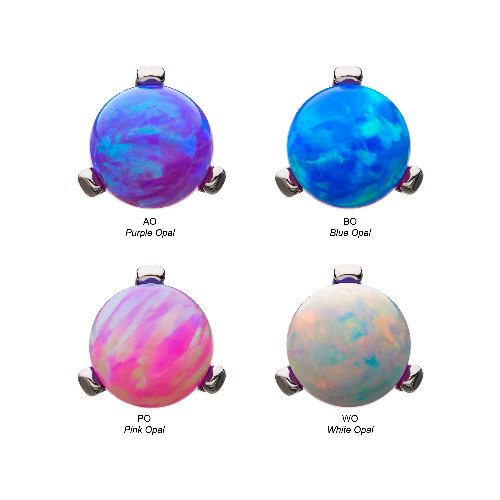 Titanium Internally Threaded Prong Set Synthetic Opal Top