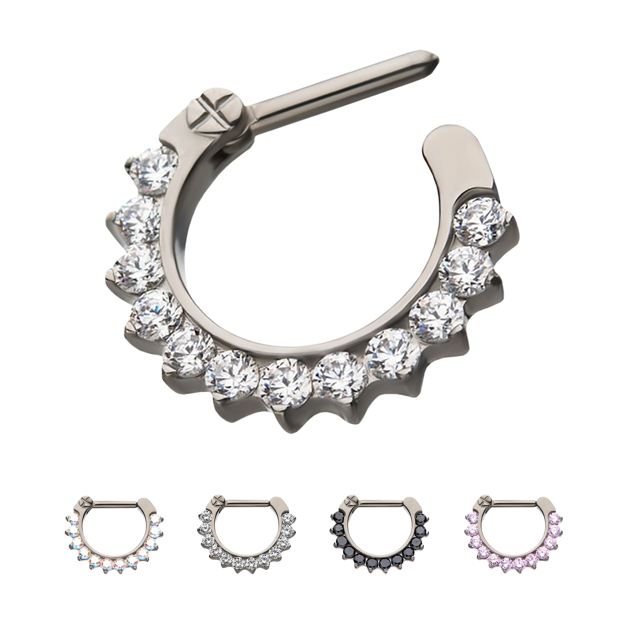 Titanium Prong CZ/Opal Septum Clickers