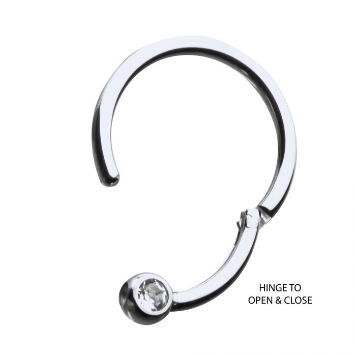 Titanium CZ Clear Gem Hinged Segment Ring