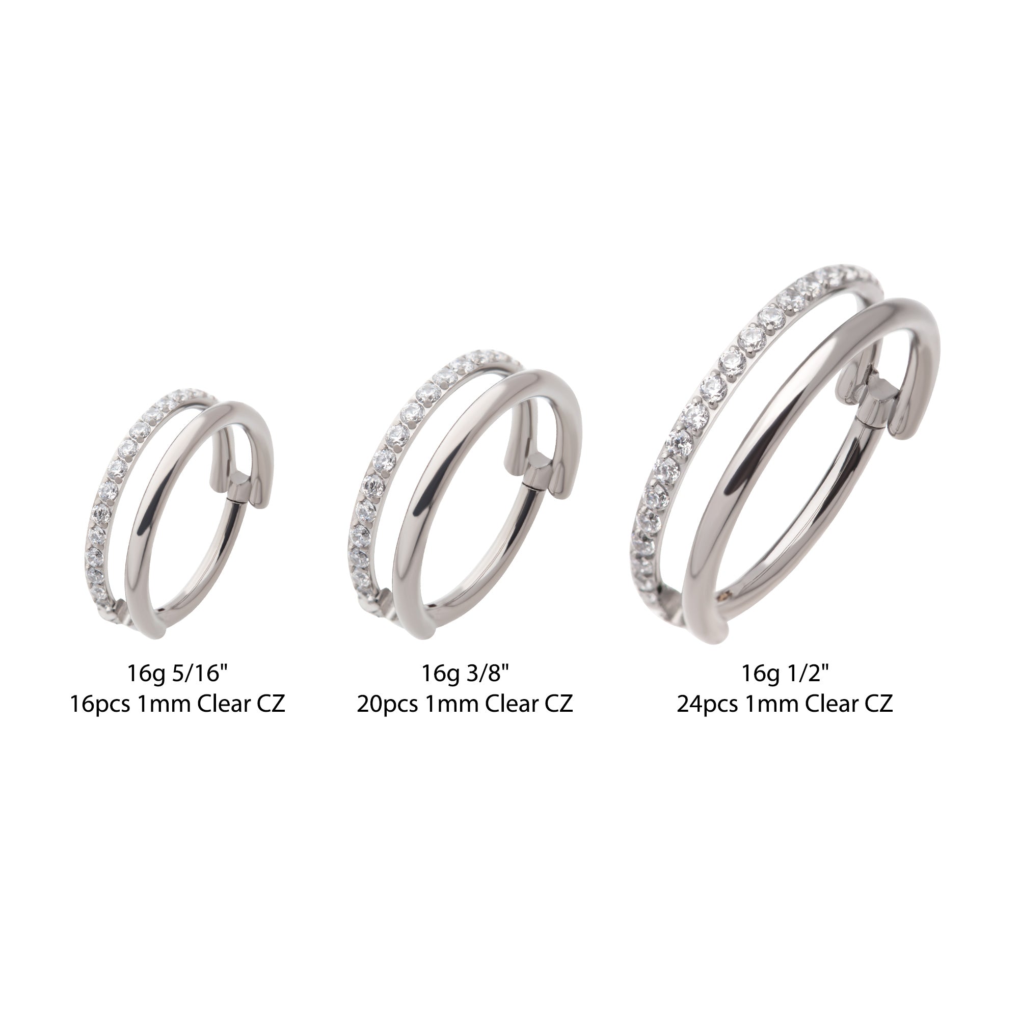 Titanium Side Facing Single Row Clear CZ Hinged Segment Clicker