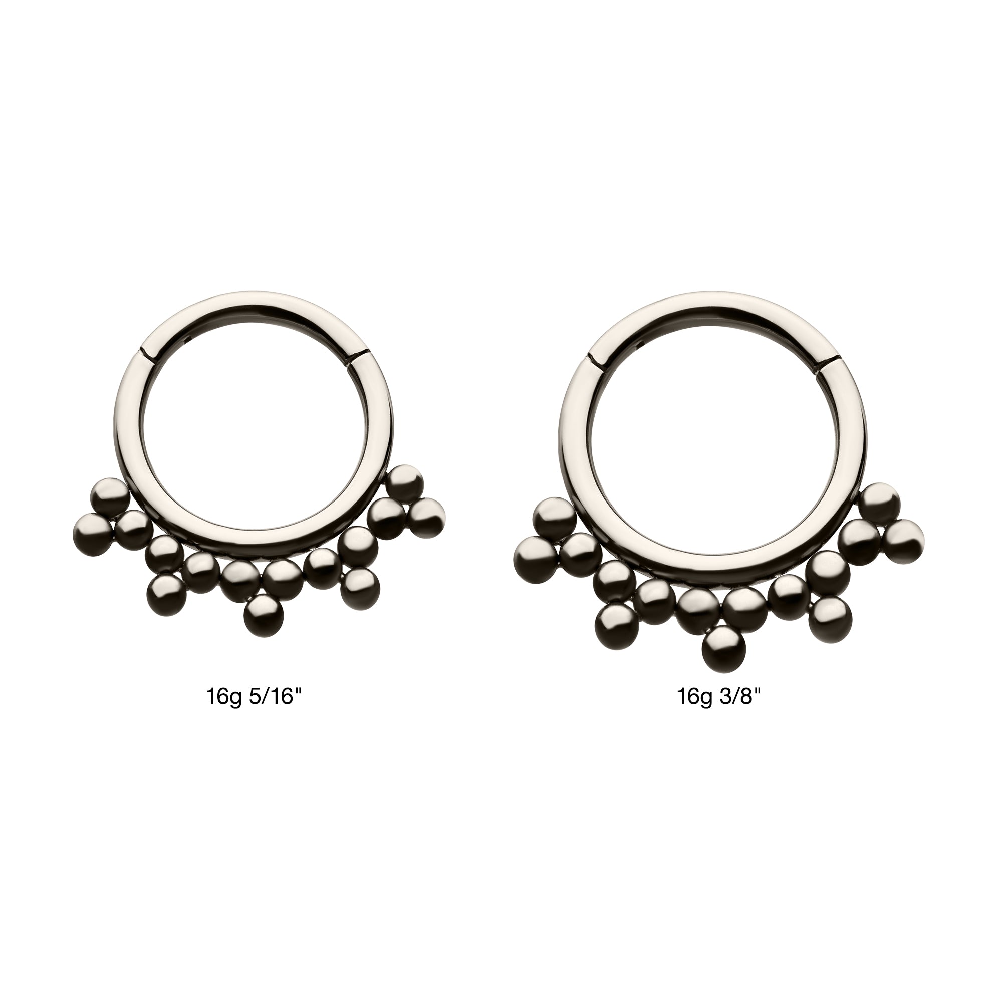 Titanium Cluster Trio Beads Front Facing Hinged Segment Clicker