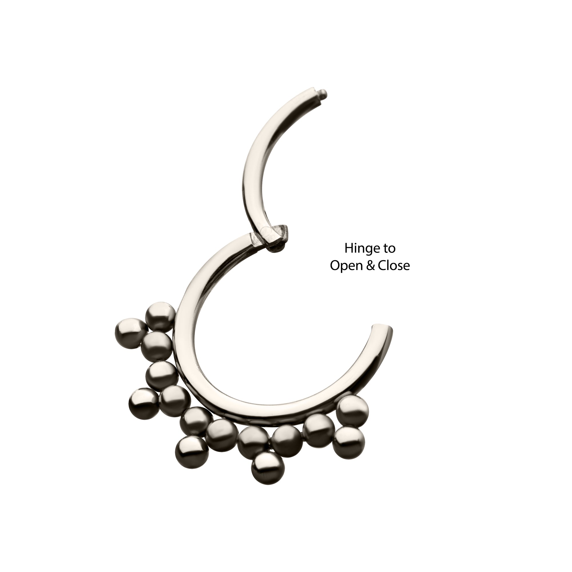 Titanium Cluster Trio Beads Front Facing Hinged Segment Clicker
