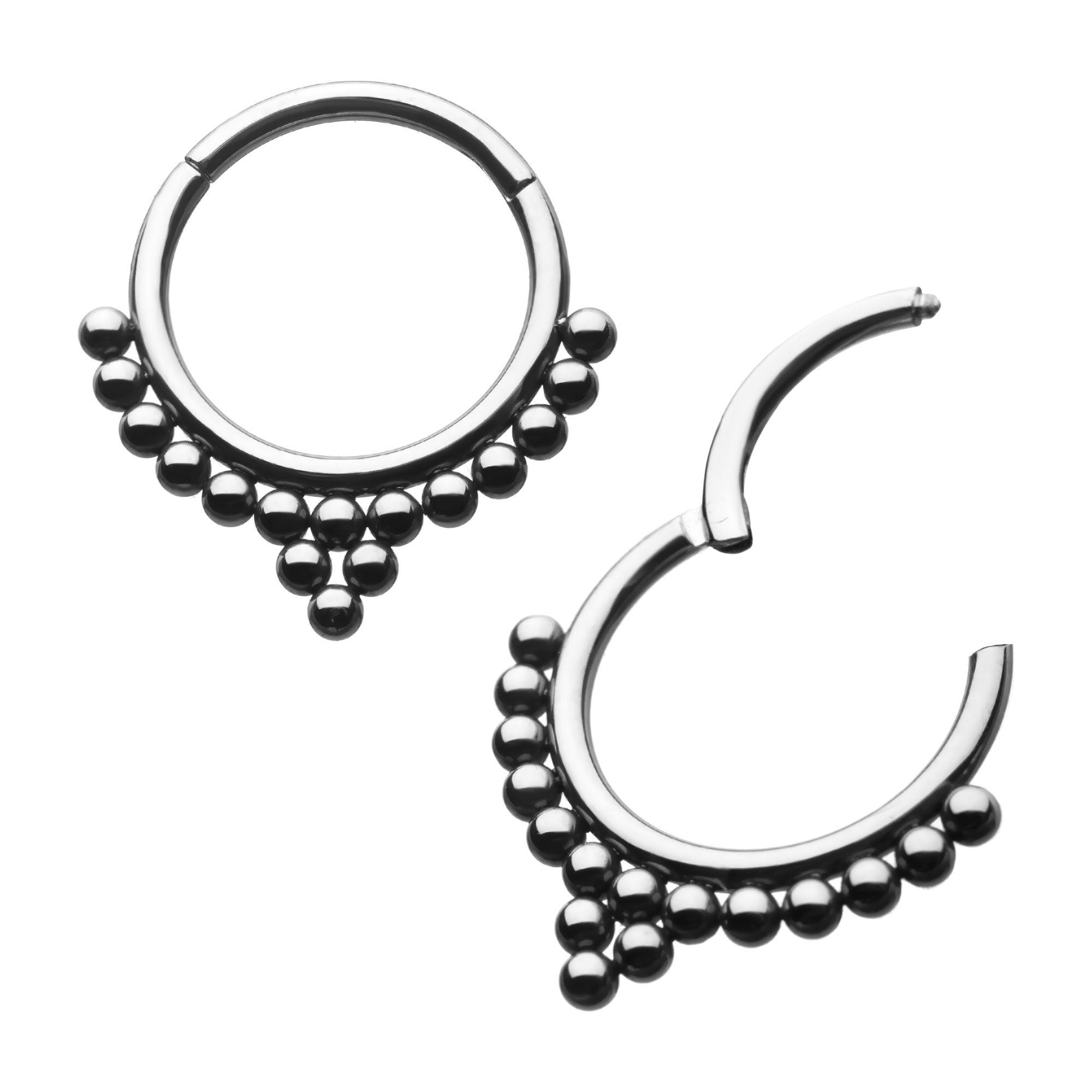 Titanium Tri-Bead Cluster Hinged Segment Clicker