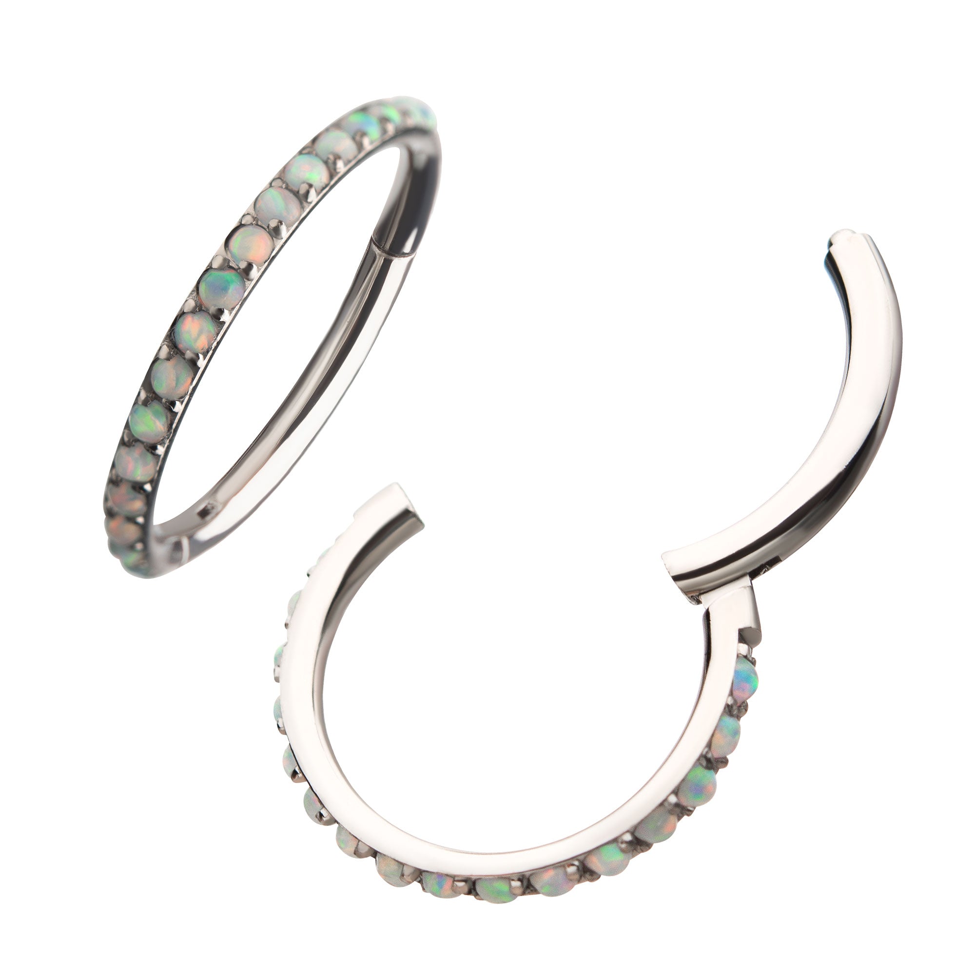 Titanium Clear CZ Eternity Gem Side Facing Hinged Segment Clicker