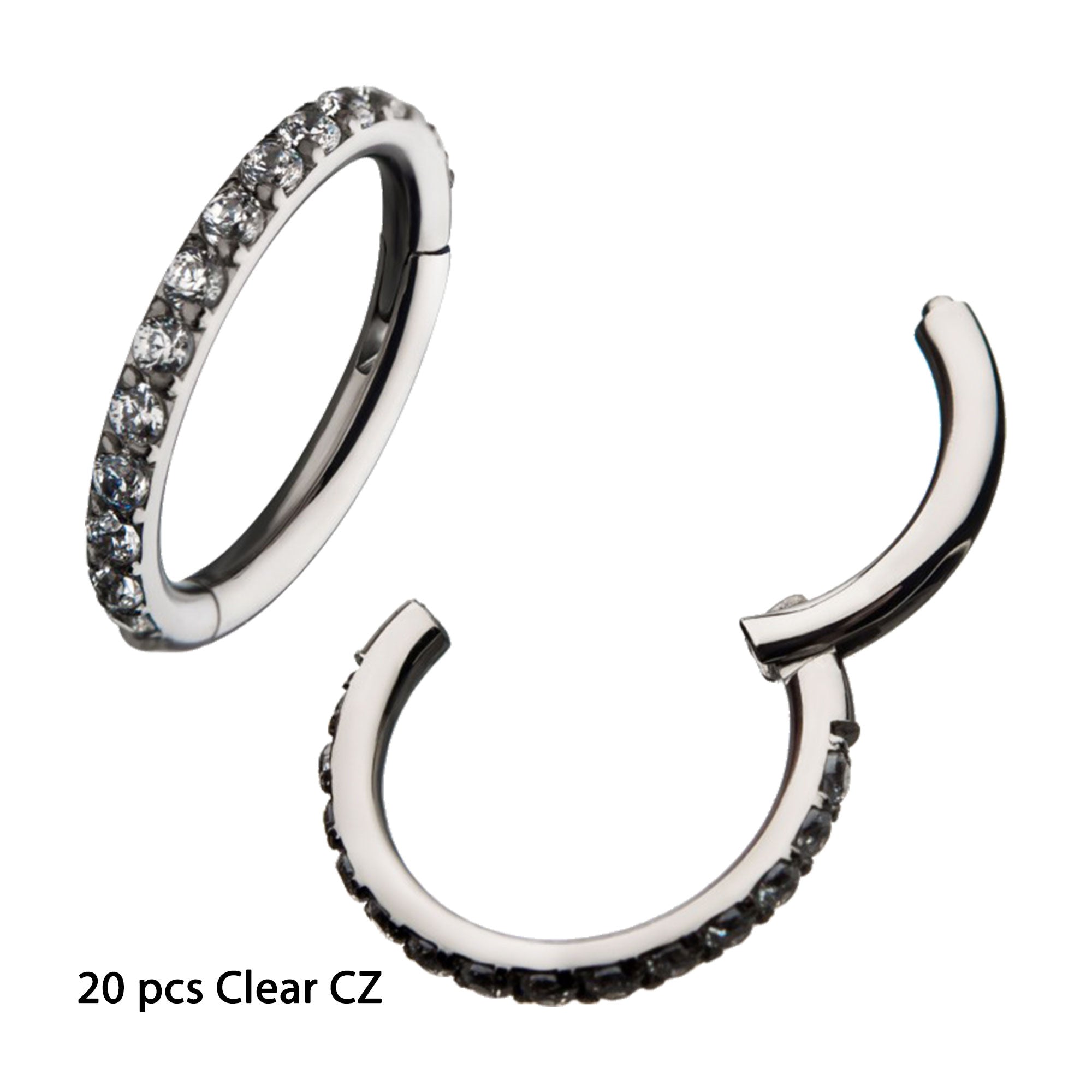 Titanium with CNC Set Rainbow Eternity CZ Side Facing Hinged Segment Clicker