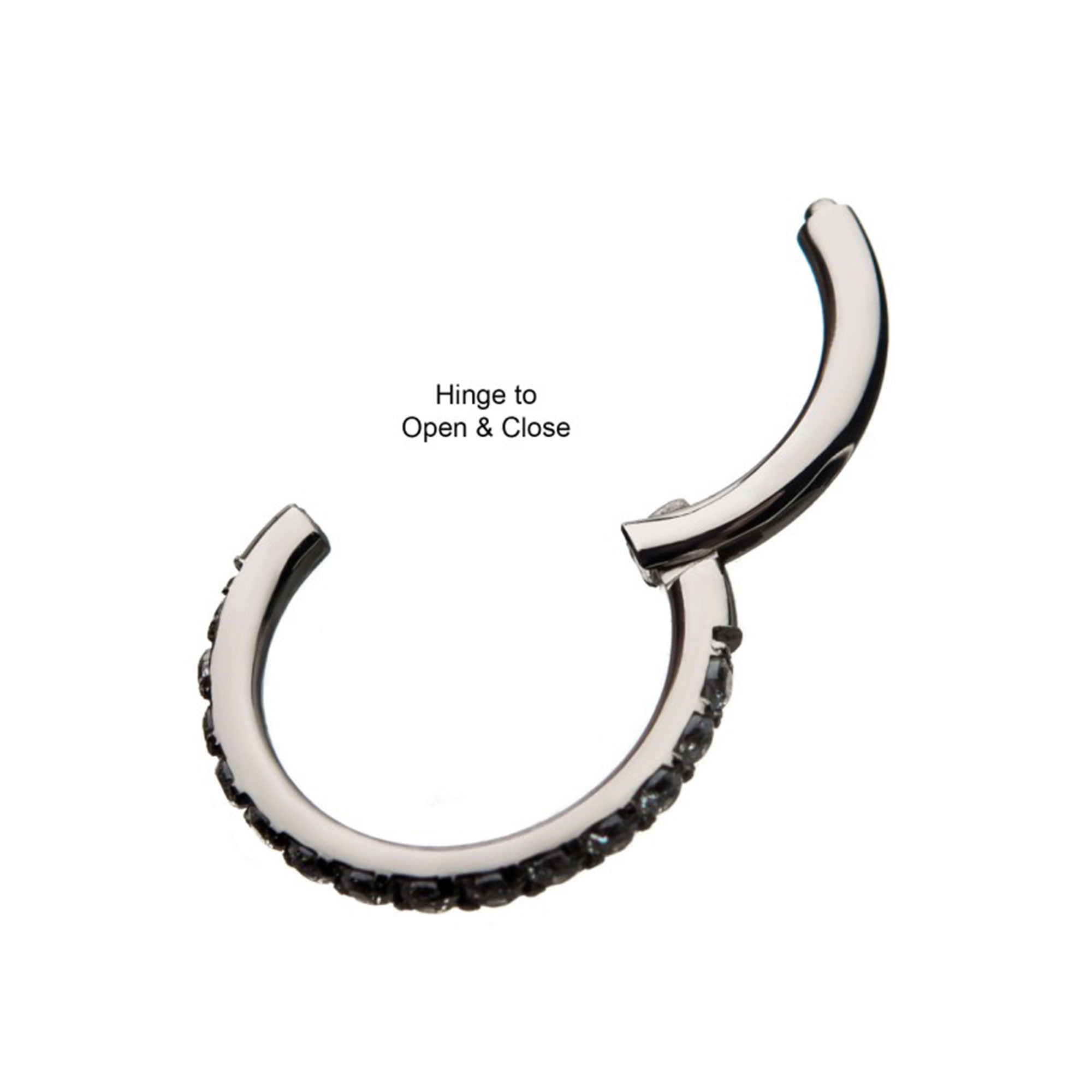 Titanium with CNC Set Rainbow Eternity CZ Side Facing Hinged Segment Clicker