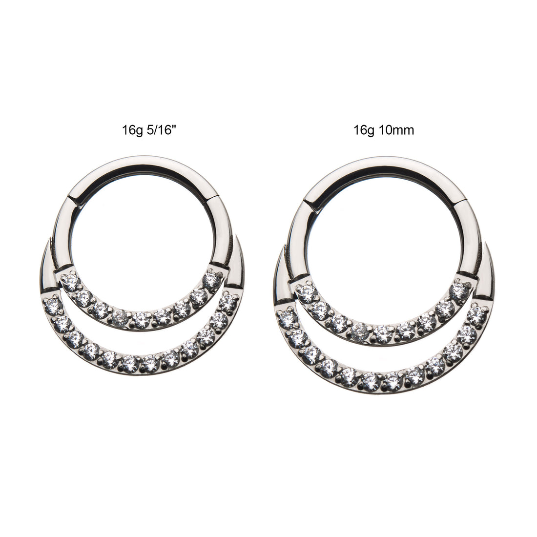 Titanium Double Front Full Clear CZ Hinged Segment Clicker