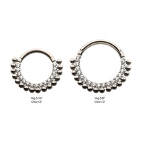 Titanium Clear CZ Beaded Front Facing Hinged Segment Clicker