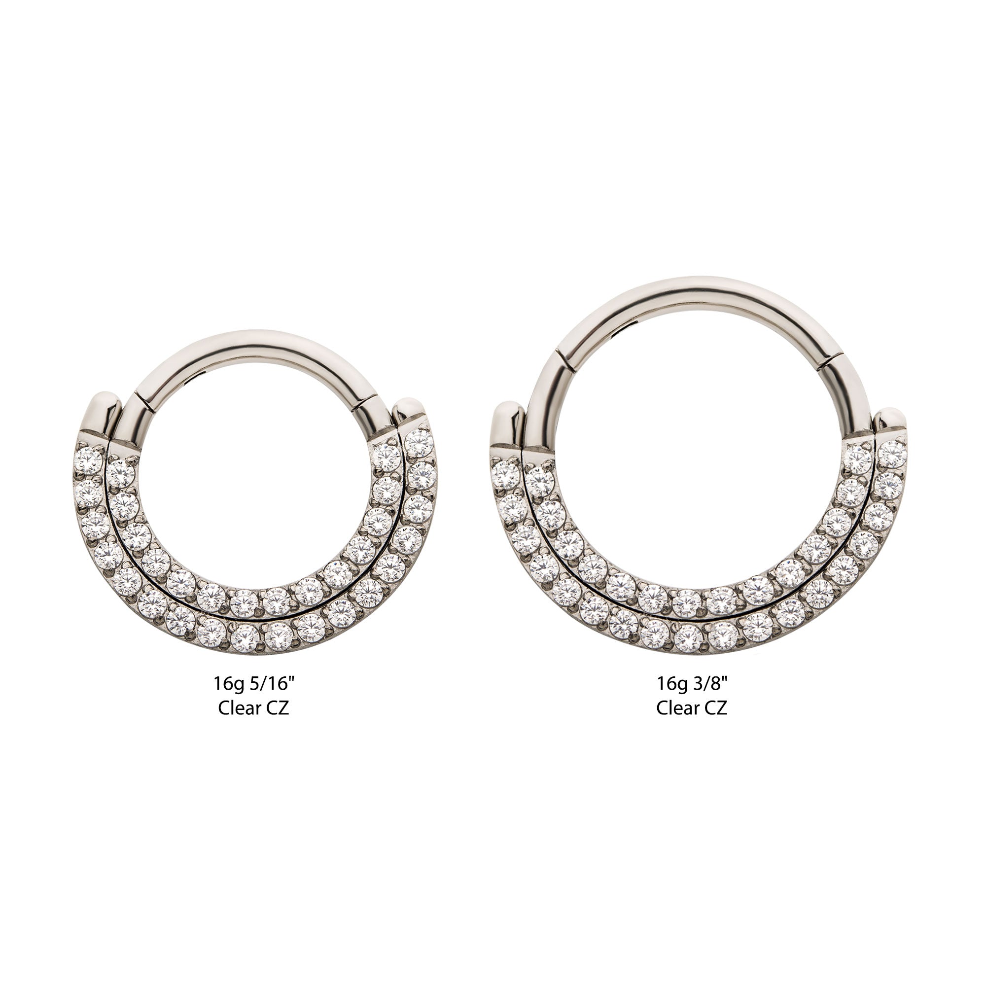 Titanium Double Row Clear CZ Front Facing Hinged Segment Clicker