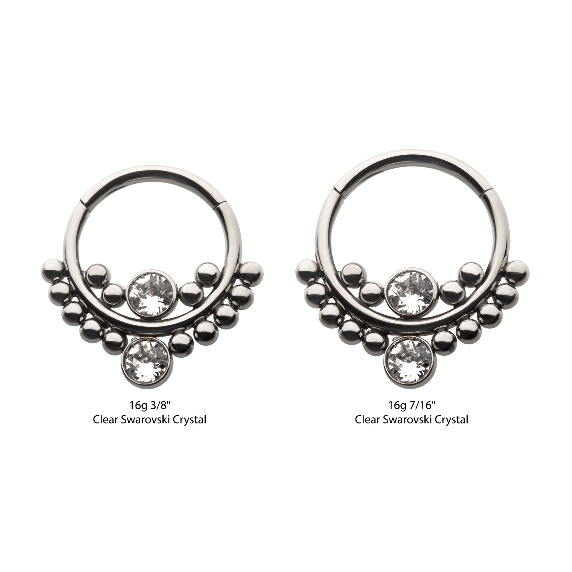 Beaded Titanium Bezel Swarovski Crystal Cluster Front Facing Hinged Segment Clicker