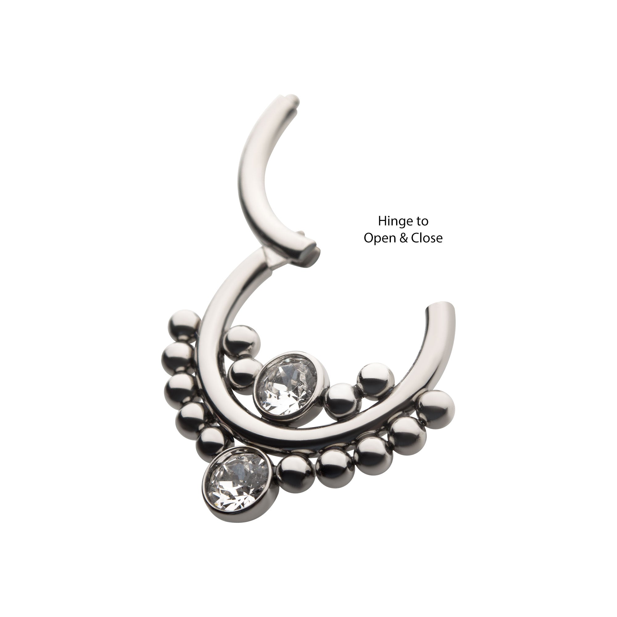 Beaded Titanium Bezel Swarovski Crystal Cluster Front Facing Hinged Segment Clicker
