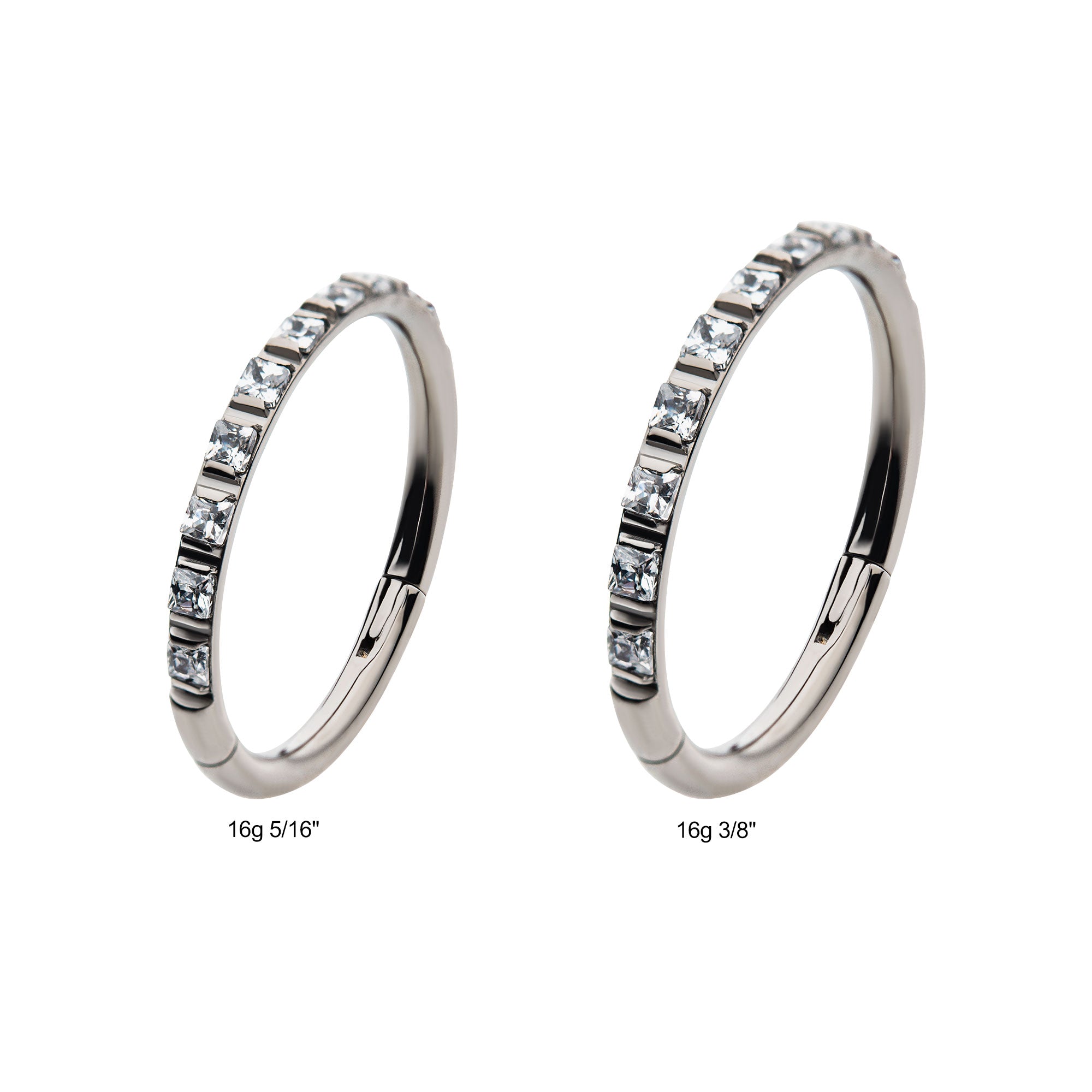 Titanium Square Clear CZ Side Facing Hinged Segment Clicker