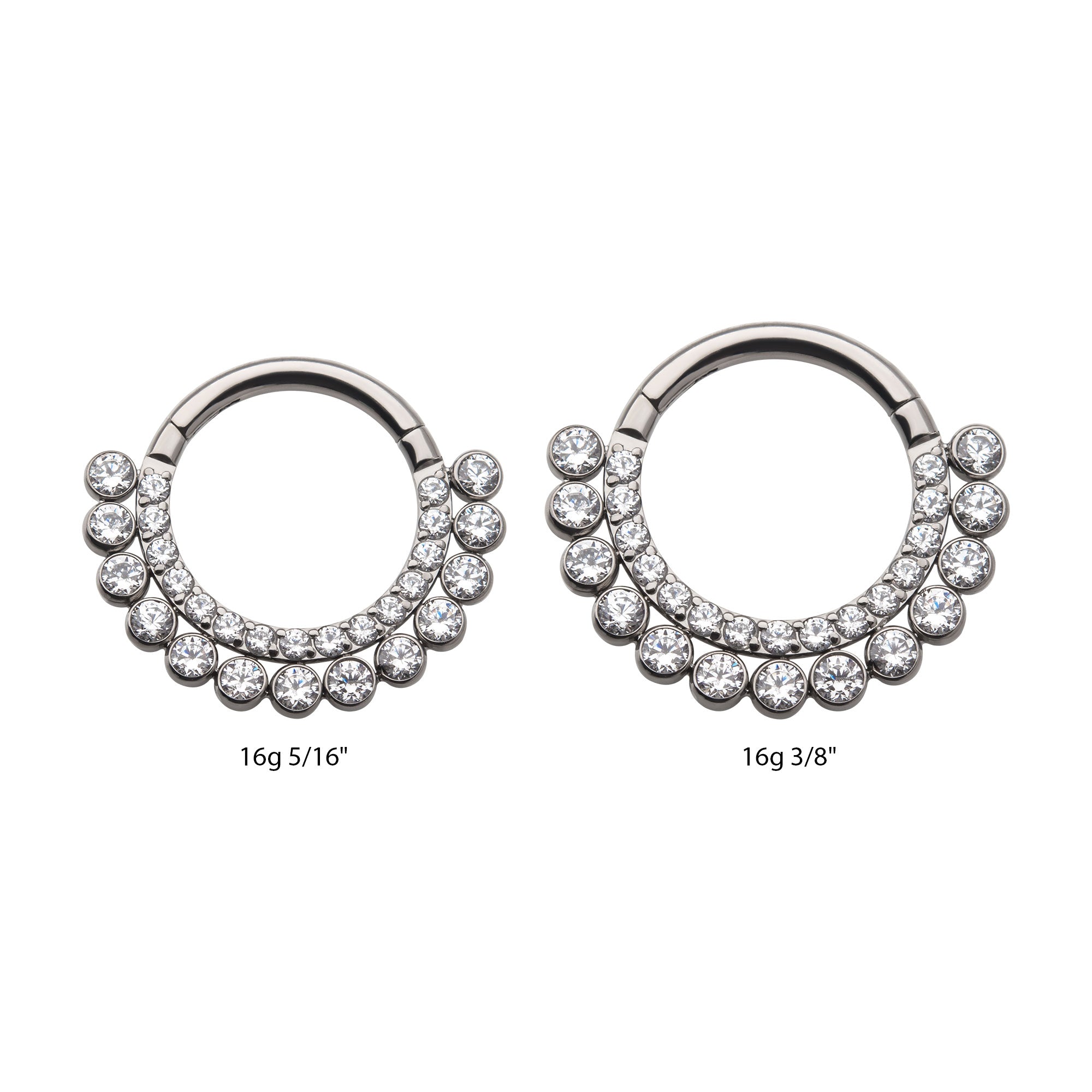 Titanium Double Row Clear CZ Front Facing Hinged Segment Clicker