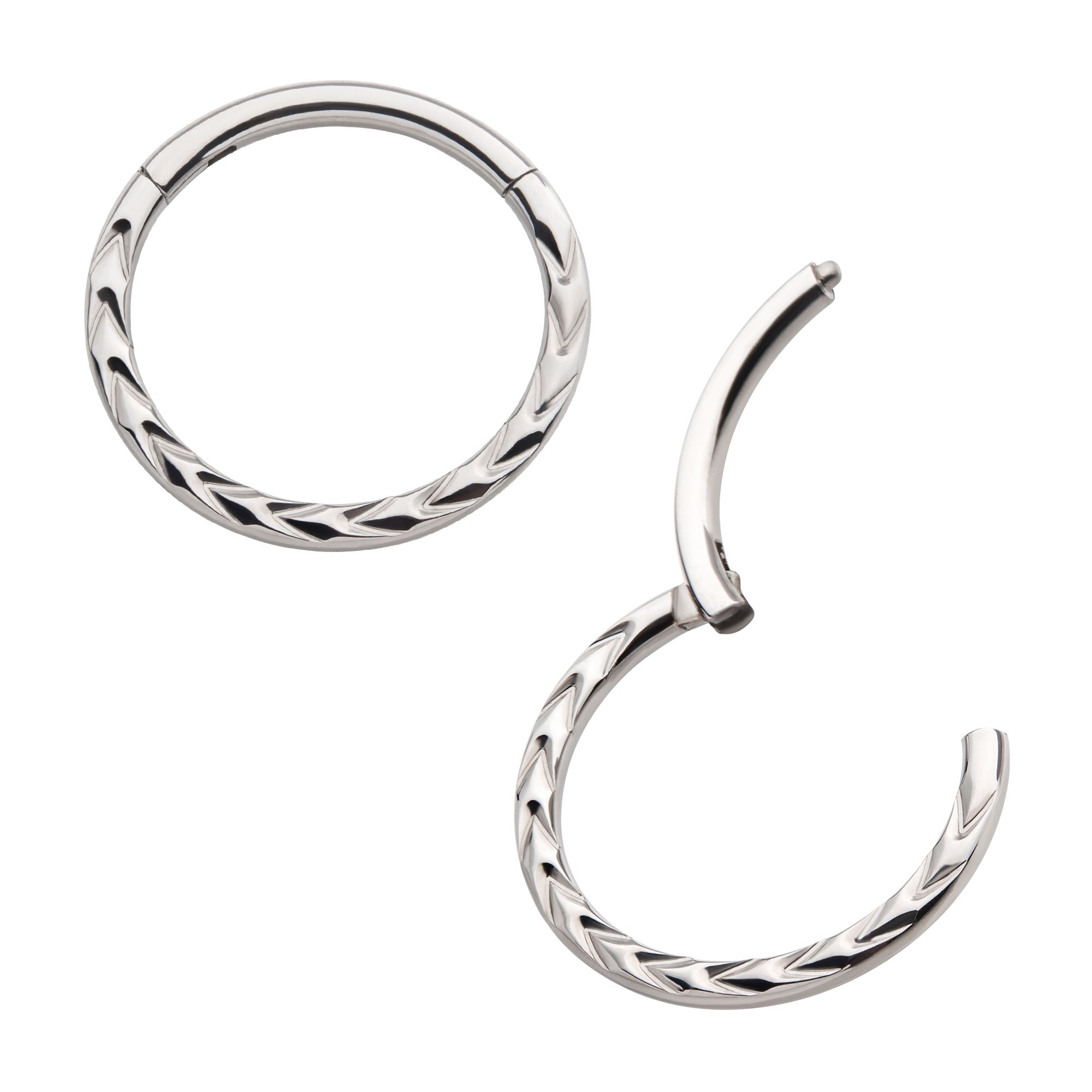 Titanium Chevron Etched Front Facing Hinged Segment Clicker