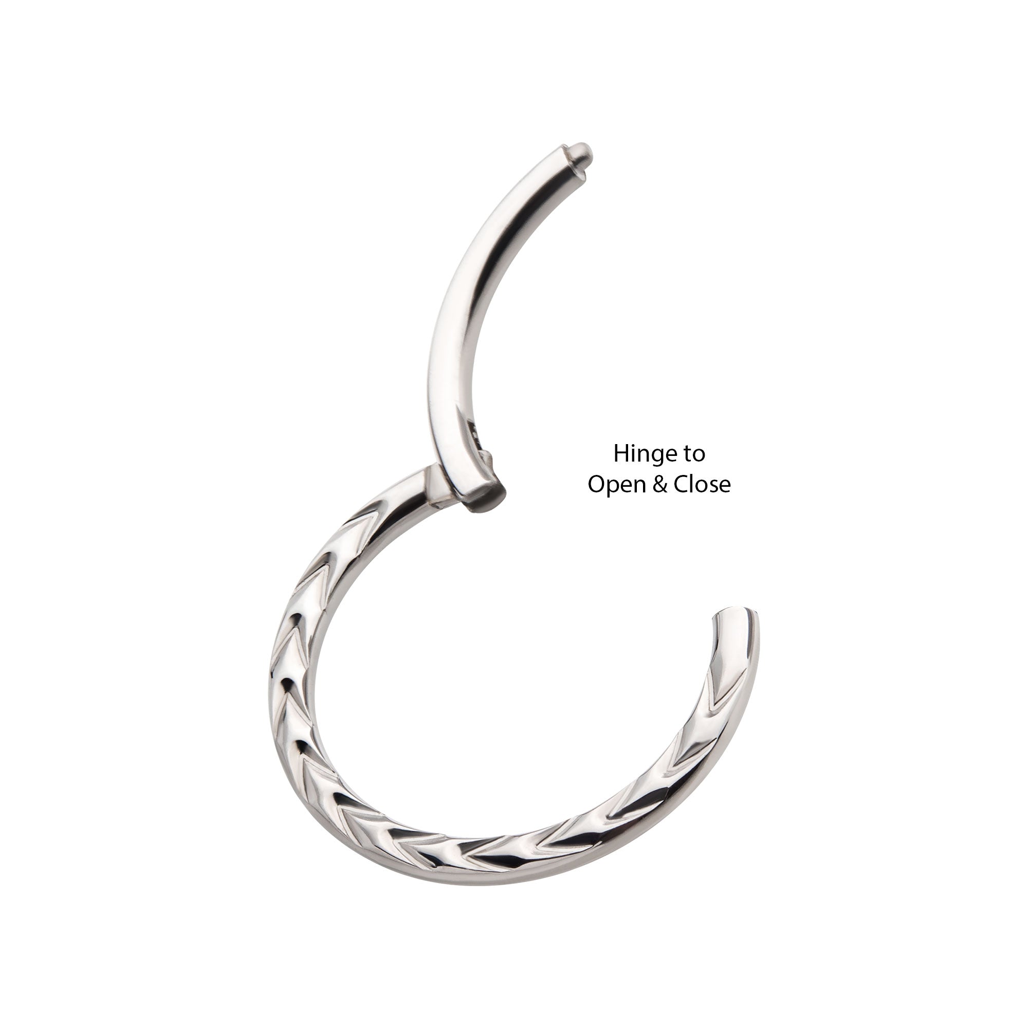 Titanium Chevron Etched Front Facing Hinged Segment Clicker